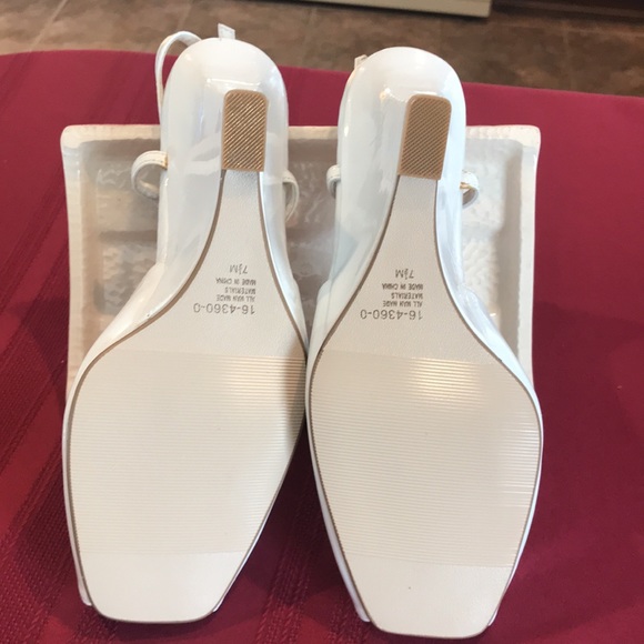 J G Hook Shoes Jg Hook Faux White Patent Leather Shiny Wedge Heel